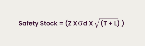 Periodic review formula for calculating safety stock